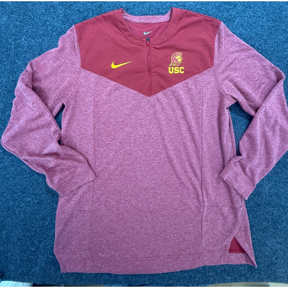 Nike USC‎ Trojans 1/4 Zip Mens Medium Red Dri-FIT On-Field